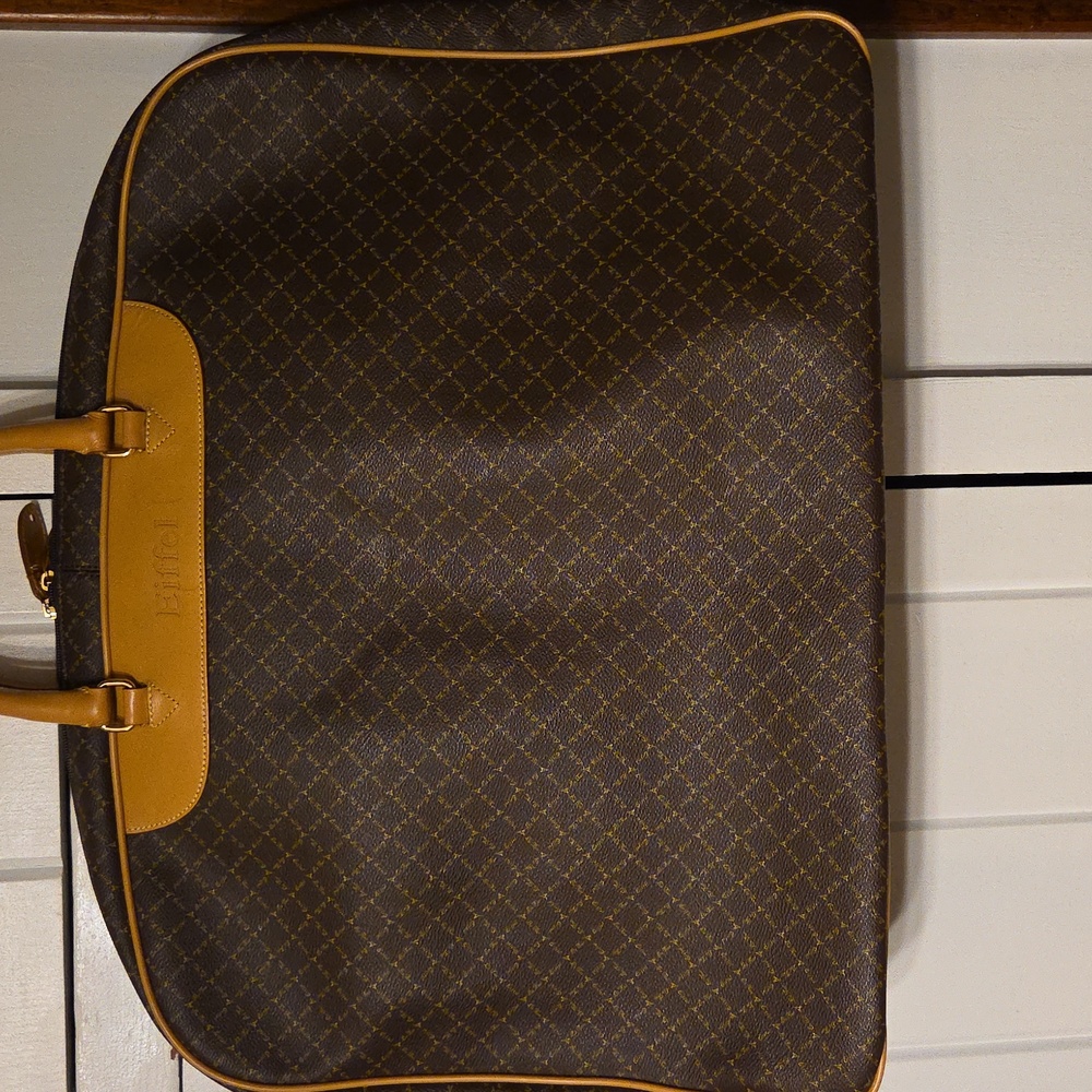 La Tour Eiffel Brown Patterned Overnight Bag